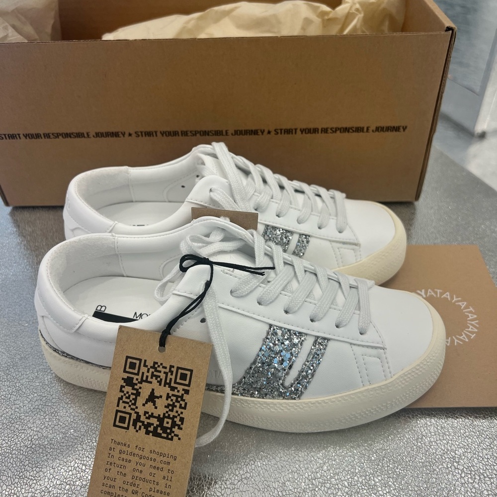 New with box vegan leather sneakers